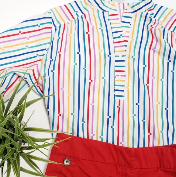 Levi's Tops - Rainbow Vintage Levi Half Button Up Retro Boxy Top